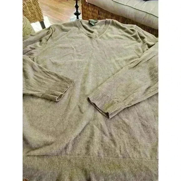 Eddie Bauer Cotton Cashmere Sweater Mens XL Long Sleeve V Neck Lightweight Brown - Picture 5 of 7